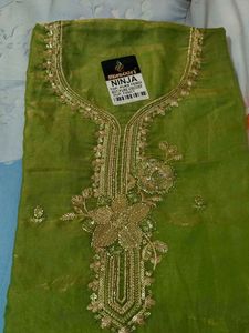 Elegant Green fendi silk suit with Golden Embroide