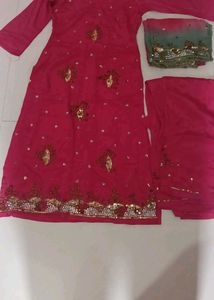 Embroidered Pink Kurta Set with Dupatta