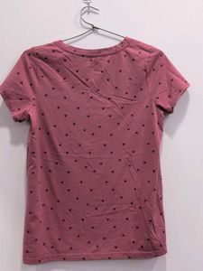 Cute Pink Heart Print T-Shirt