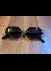 Glamorous Faceted Rimless Sunglasses