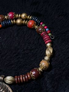 vintage Boho Beaded Necklace with Pendant