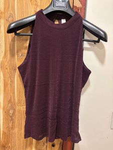 Sparkly Sleeveless Mock Neck Top