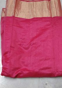 Elegant Pink Saree with Golden Border