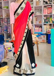 Elegant Red and Black Saree