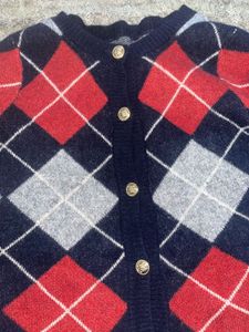 Vintage Argyle Wool Cardigan – Classic Preppy Knit