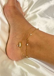 Elegant Gold Chain Anklet with Charm
