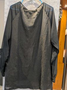 Sheer Black Tunic Top With Shimmer