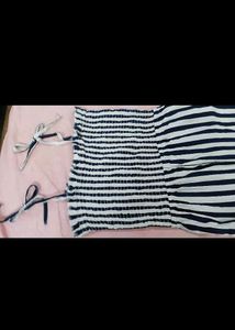 Striped Smocked Jumpsuit with Tie Shoulders
