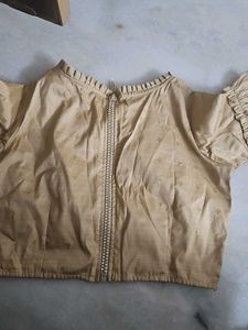 Golden Blouse with Ruffle Sleeves