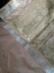 Elegant Peach &amp; Silver Saree