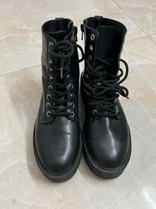 Black Chunky Platform Combat Boots
