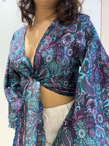 Bohemian Print Wrap Crop Top