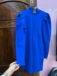 Electric Blue Puff Sleeve Dress