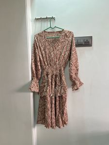 Stylish Zebra Print Tiered Dress