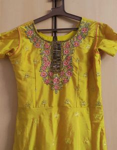 Beautiful Yellow Embroidered Ethnic Gown