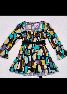 Colorful Geometric Print Tunic Top