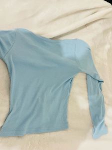 Blue Button-Down knit top