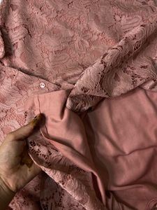 Pink Lace Button-Down Shirt