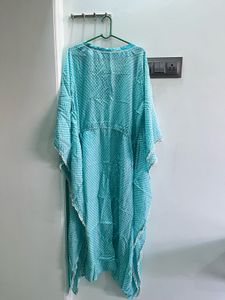 Turquoise Geometric Print Kaftan