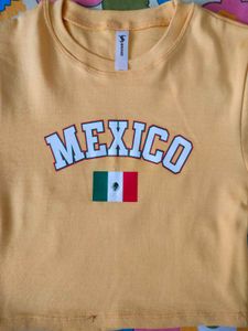 Yellow Mexico Flag Crop T-Shirt