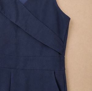 Chic Navy Blue Wide-Leg Jumpsuit