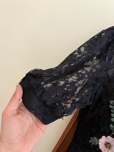 Black Lace Floral Embroidered Top