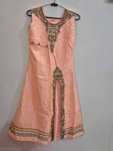 Peach &amp; Cream Embellished Lehenga Choli Set