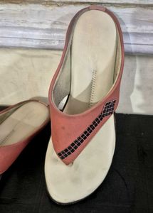 Coral Thong Sandals with Embellishments