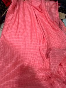 Elegant Pink Embroidered Saree Very light weight