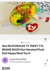 New McDONALDS TY TEENY TYs BEANIE BOOS Nori Narwh
