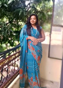 Red &amp; Yellow Polka Dot Saree