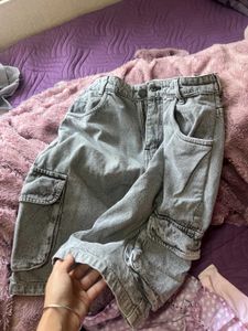 Gray Cargo Denim jorts