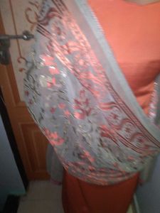 Elegant Orange Embroidered Salwar Kameez