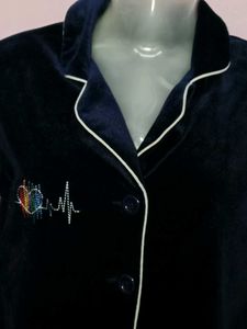 URBANIC Navy Blue Velvet Nightsuit
