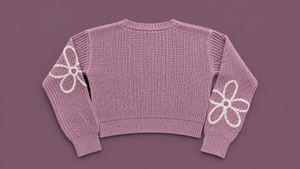 DUSTY PINK FLORAL KNIT SWEATER