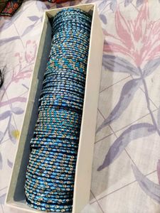 Stunning Blue Beaded Bangles Set