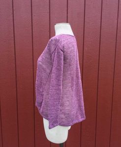 XS small V neck sheer glittery purple tunic