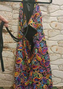 Colorful Embroidered Halter Dress