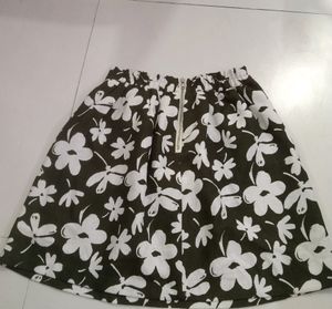 Olive Floral Plated Skirt