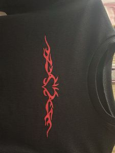 Trendy Black Cropped Top with Flame Design