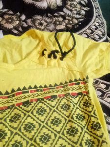 Bright Yellow Graphic Print Top