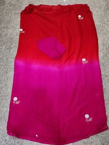 Red and Pink pure shiffon sareeree
