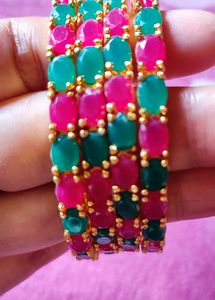 Vibrant Emerald &amp; Ruby colour Bangles