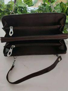 Brown Plain Multi Layer Hand Bag (Women)