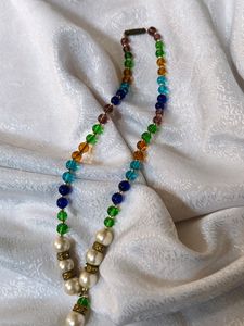 Color Full Glass Moti  Mala With Earring