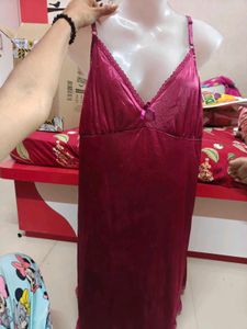 Satin Lace Trim Nightgown