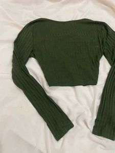 Ribbed Square Neck Long Sleeve Top