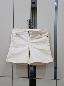 Cream Denim Shorts