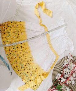 Cute Floral Girls Dress White And Yellow Combinati
