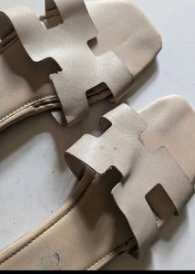 Stylish Beige Slip-On Flat Sandals